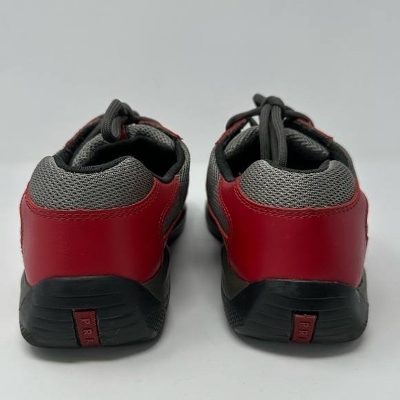 Prada Red & Gray America's Cup Leather Sneaker Size 10 - Picture 4 of 13